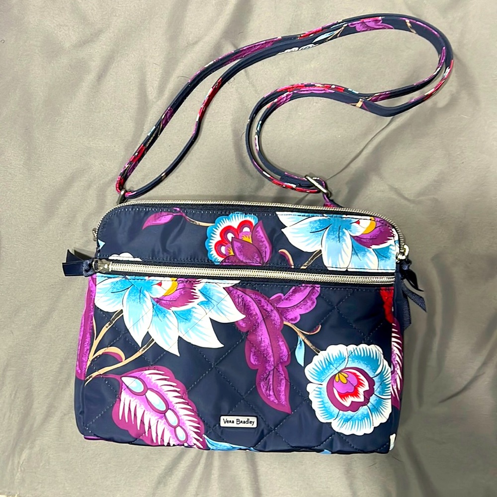 Vera Bradley triple compartment crossbody performance twill